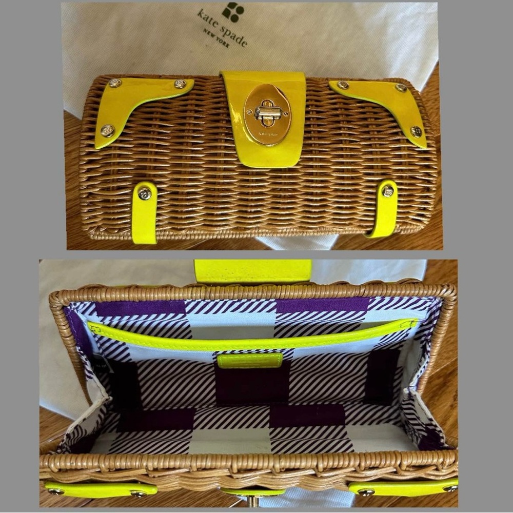 Kate Spade Wicker Clutch with Yellow Accents